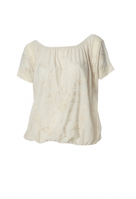 Camille Emb Top Beige -