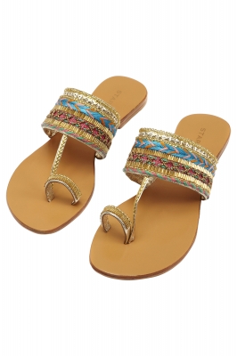 Talia Sandal Turq/Gold -