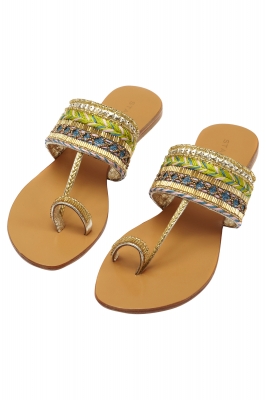 Talia Sandal Green/Gold -