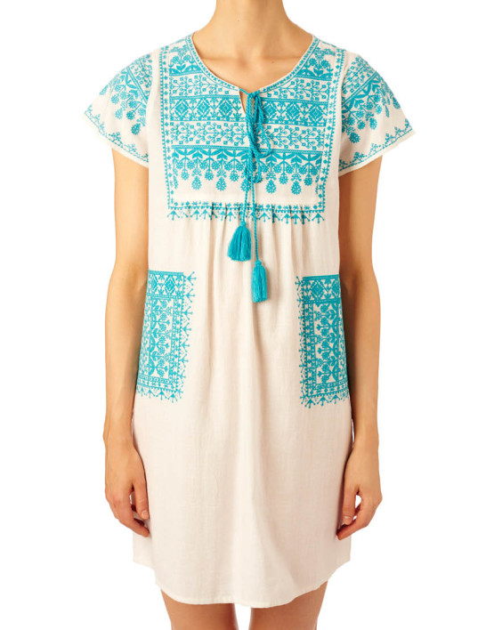 lina dress ecru turq lina dress ecru turq