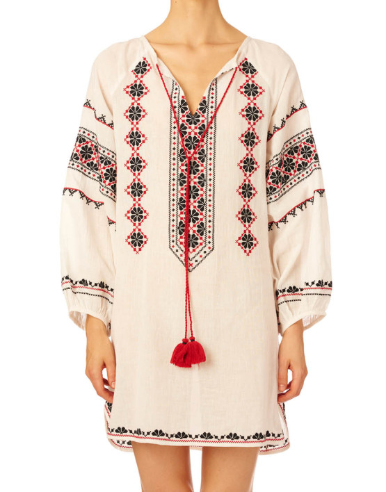 mayra tunic ecru red mayra tunic ecru red